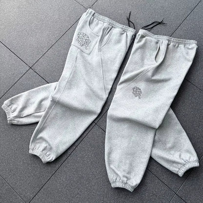 Y2K Trendy Joggers Street Retro Streamlined Seams Embroidery Logo Unisex Sweatpants Hip Hop Harajuku Oversized Fit Casual Pants