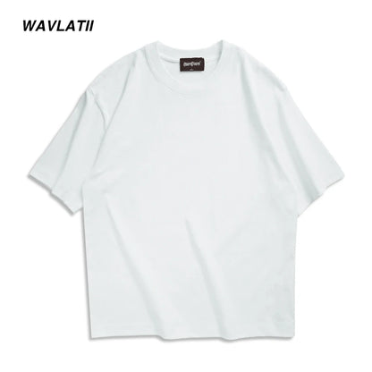 New Men Oversized T Shirts Female 260 GSM Casual White Streetwear Tees Black Solid Basic Summer Tops for Young WMT2401