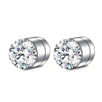 1 Pairs Crystal Strong Magnetic Ear Stud Clip Earrings for Men Women Punk round Zircon Magnet Earrings Non Piercing Jewelry