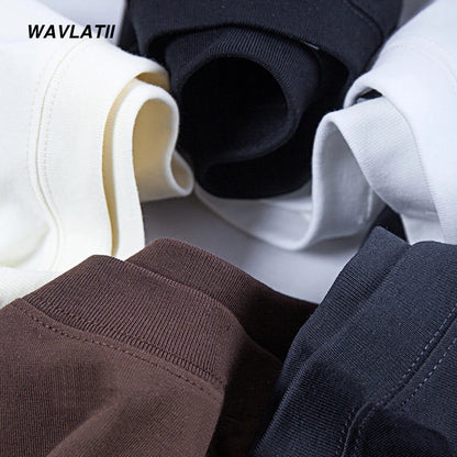 New Men Oversized T Shirts Female 260 GSM Casual White Streetwear Tees Black Solid Basic Summer Tops for Young WMT2401