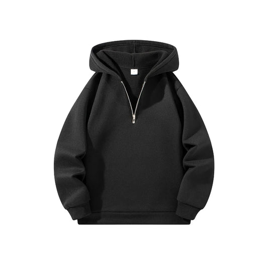 Mens Half-Zipper Baggy Hoodie