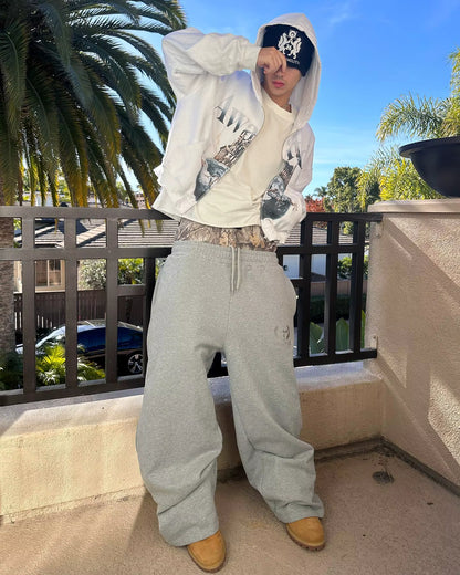 Retro Style Baggy Joggers - Double Waisted