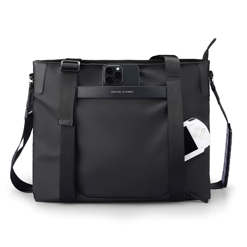 Multifunctional Leather Messenger Bag Men Black Crossbody Bag Large Capacity Stylish Men Shoulder Bag Men