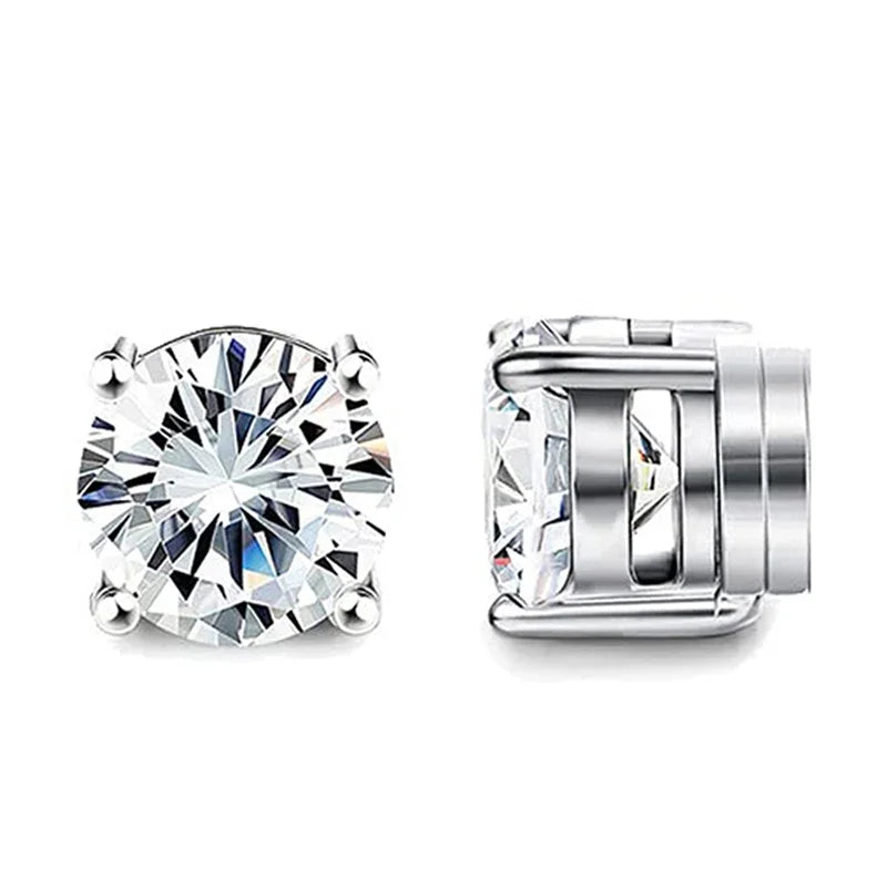 1 Pairs Crystal Strong Magnetic Ear Stud Clip Earrings for Men Women Punk round Zircon Magnet Earrings Non Piercing Jewelry