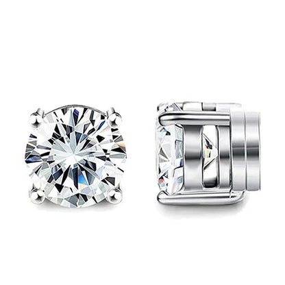 1 Pairs Crystal Strong Magnetic Ear Stud Clip Earrings for Men Women Punk round Zircon Magnet Earrings Non Piercing Jewelry