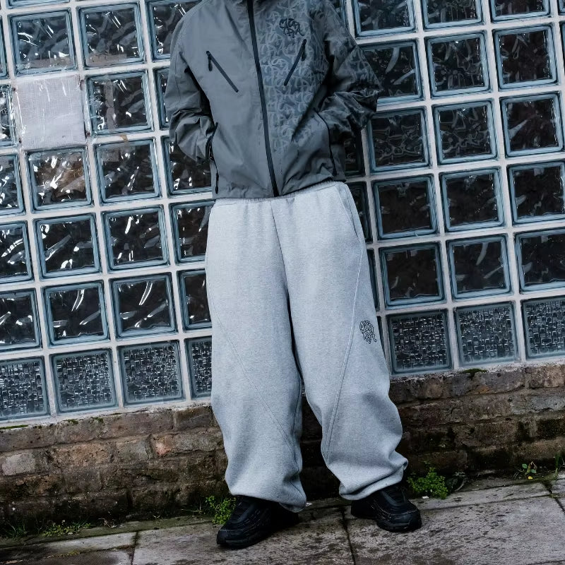 Y2K Trendy Joggers Street Retro Streamlined Seams Embroidery Logo Unisex Sweatpants Hip Hop Harajuku Oversized Fit Casual Pants